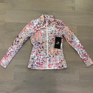 Foray Golf Printed Full Zip Jacket Sz S Club‎ House Floral Pink Golf Performance